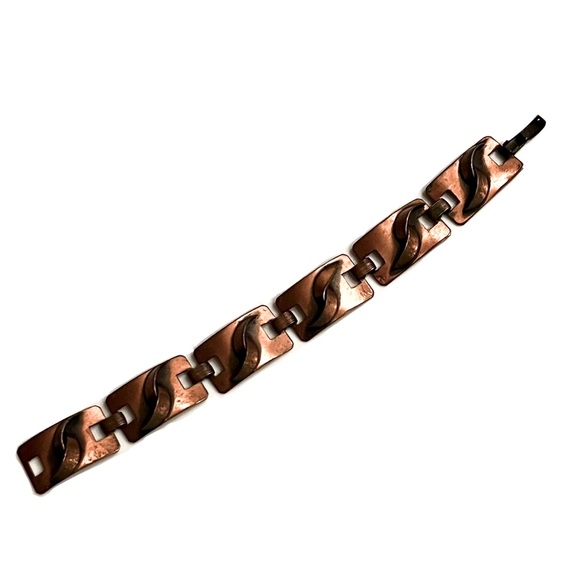 MCM Mid Century Modernist Sculptural Copper Bracelet - Picture 2 of 3